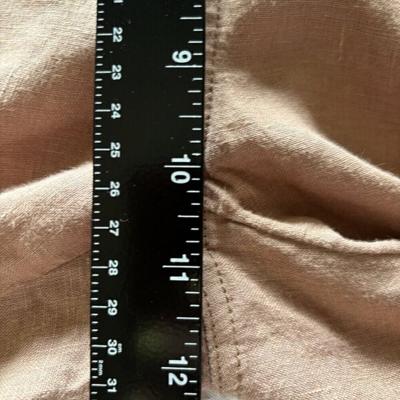 H by Halston Jogger Pants Med 100% Linen Pull On Elastic Drawstring Waist Tan - Picture 12 of 15